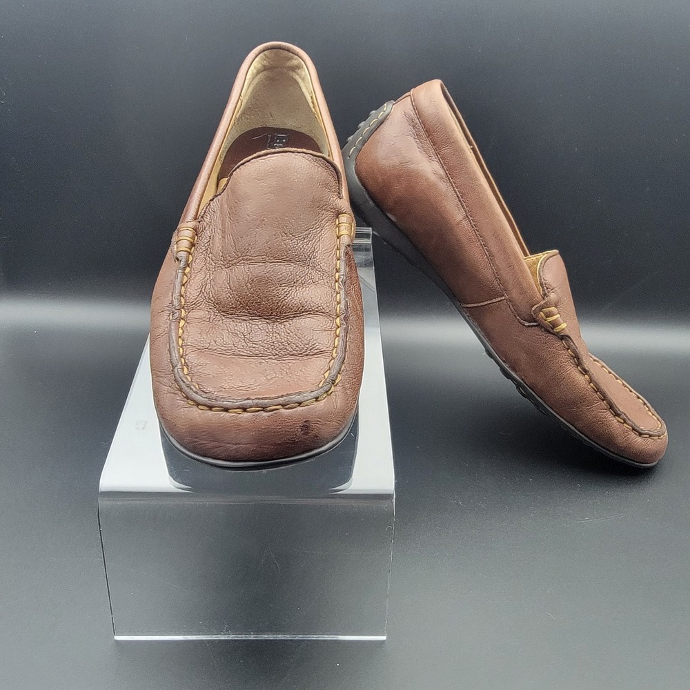 Born Loafers Driving Casual Shoes Slip On Mens Size 6M Brown‎ Leather W6238